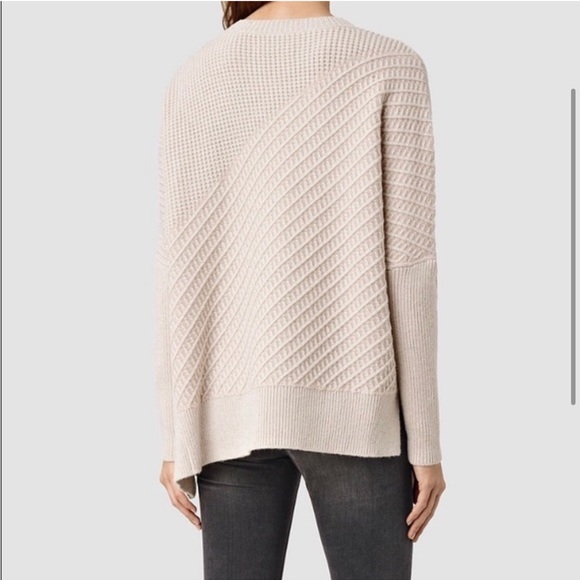 All Saints Chunky Asymmetrical Cable Knit Texture Block Sweater Sz XS - Picture 2 of 13